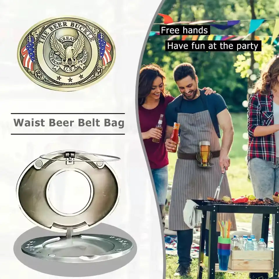 Beer Belt Buckle, Hands-Free Beer Can Holder