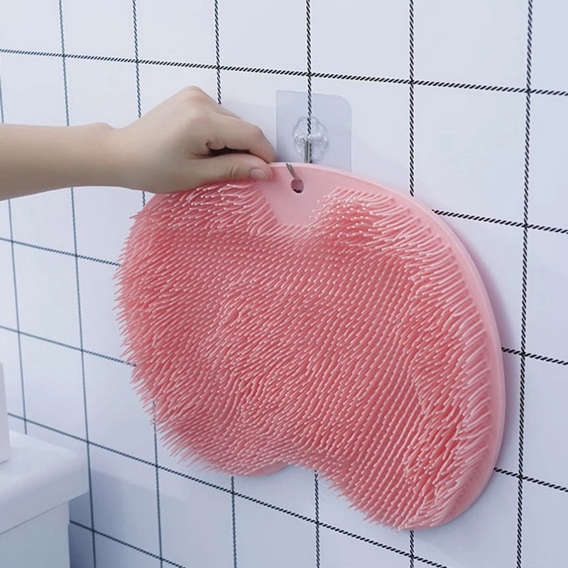 Exfoliating Shower Massage Scraper Bathroom Non-slip Bath Mat Back Massage Brush Silicone Foot Wash Body Cleaning Bathing Too
