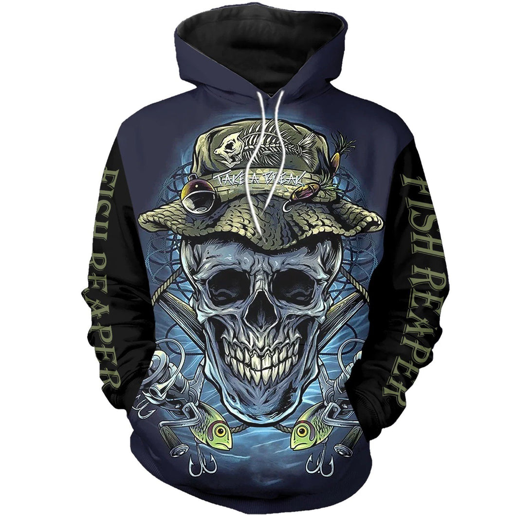 Unisex Hoodie All Over Print Skull Gifts Skull Fisherman All Over Printed Unisex Hoodie