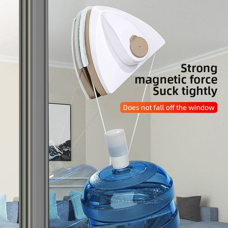 Double-Sided Magnetic Glass Window Cleaner with Automatic Water Discharge - Efficient Window Brush for Household Cleaning