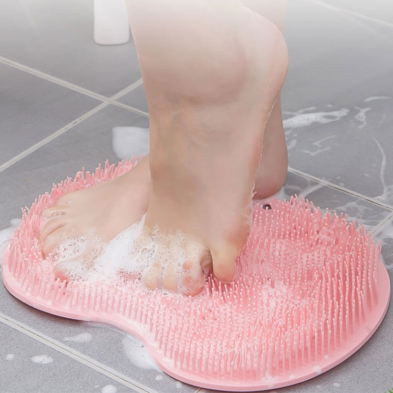 Exfoliating Shower Massage Scraper Bathroom Non-slip Bath Mat Back Massage Brush Silicone Foot Wash Body Cleaning Bathing Too
