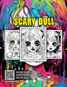 Scary Doll 30 Pages Printable Coloring Book