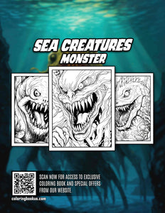 Sea Creatures Monster 30 Pages Printable Coloring Book