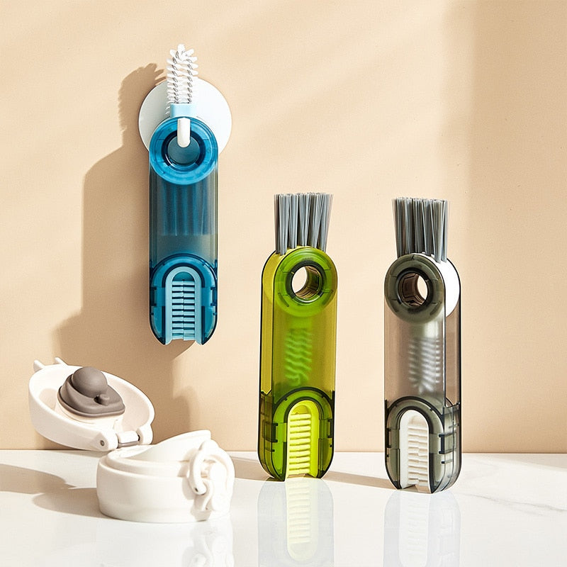 3 in 1 Multifunctional Cleaning Brush, Cup Lid Cleaning Brush Set - Crevice Cleaning Brush
