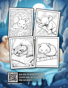 Sleeping Animals 30 Pages Printable Coloring Book