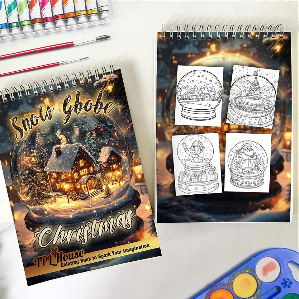 Snow Globe Christmas Coloring Book Spiral Bound for Adult