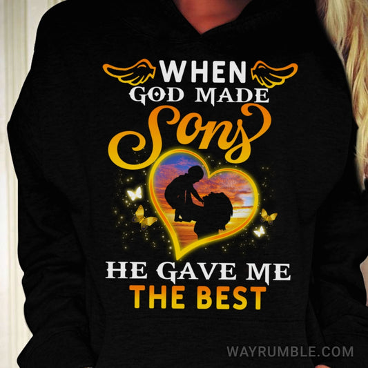 Mom and son silhouette, Sunset, When God made sons, He gave me the best - Family Apparel