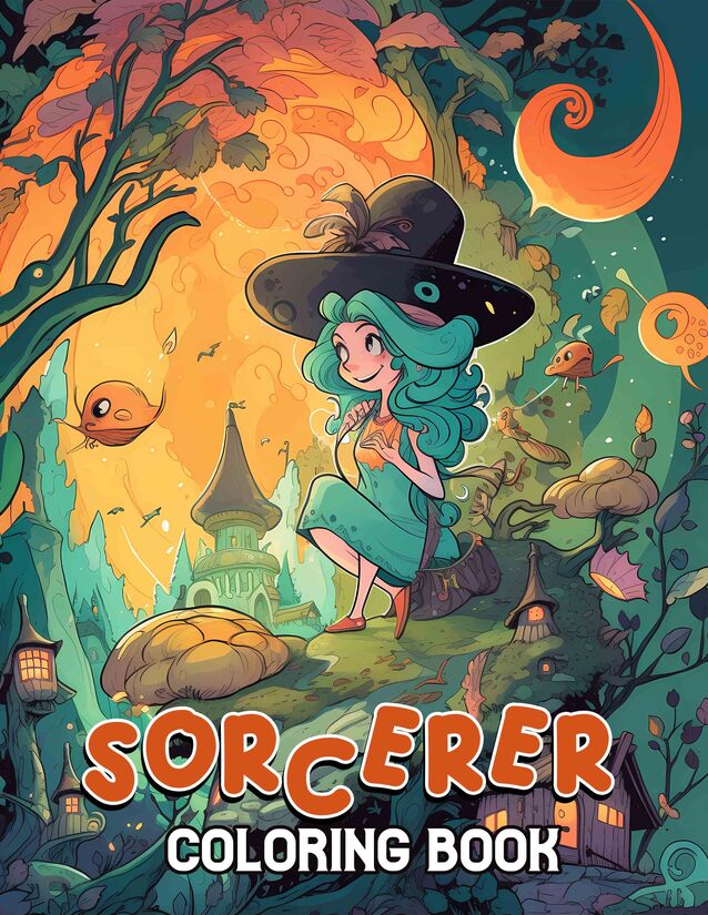 Sorcerer 30 Pages Printable Coloring Book