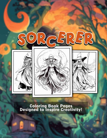Sorcerer 30 Pages Printable Coloring Book