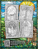 Stained Glass Landscape 30 Pages Printable Coloring Book