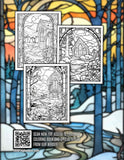 Stained Glass Landscape 30 Pages Printable Coloring Book