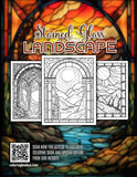 Stained Glass Landscape 30 Pages Printable Coloring Book