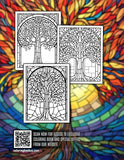 Stained Glass Plants 30 Pages Printable Coloring Book