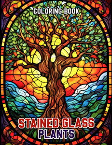 Stained Glass Plants 30 Pages Printable Coloring Book