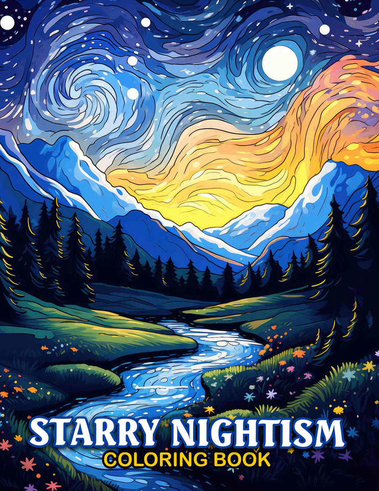 Starry Nightism 30 Pages Printable Coloring Book