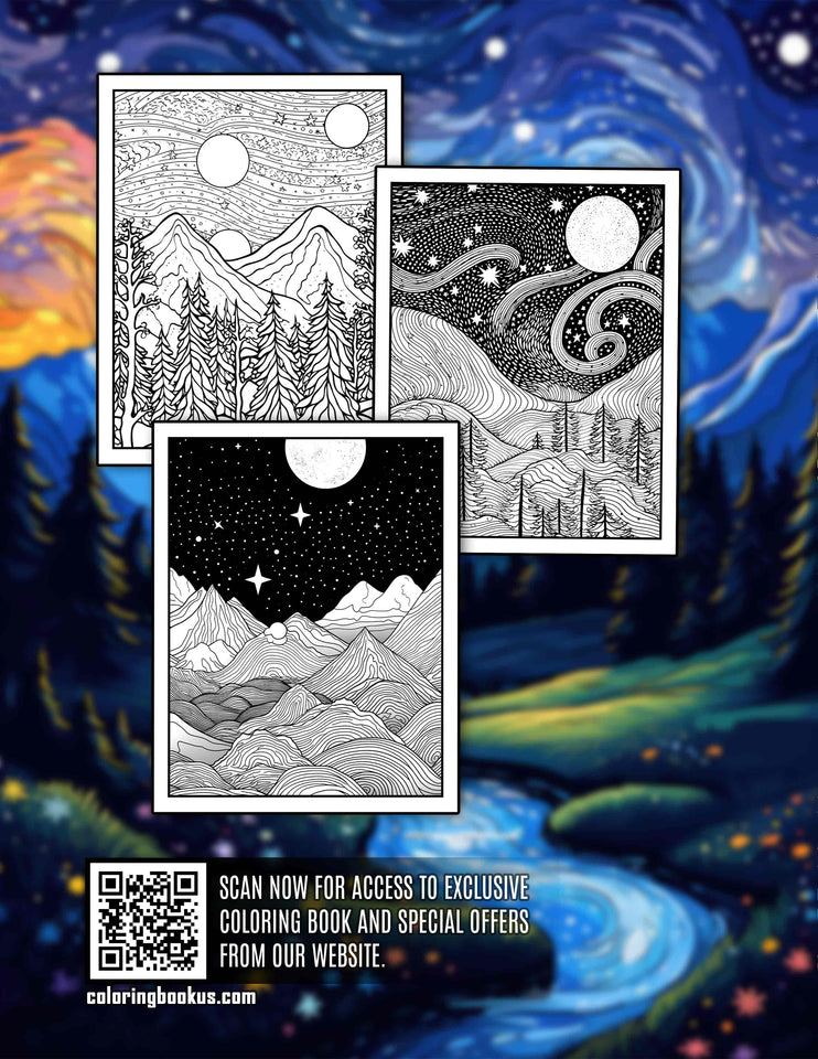 Starry Nightism 30 Pages Printable Coloring Book