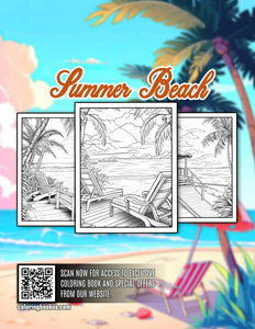 Summer Beach 30 Pages Printable Coloring Book