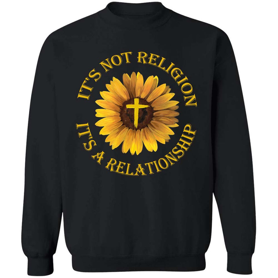 Sunflower painting, Yellow cross symbol, It's not religion, it's a relationship - Jesus Apparel
