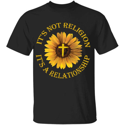 Sunflower painting, Yellow cross symbol, It's not religion, it's a relationship - Jesus Apparel