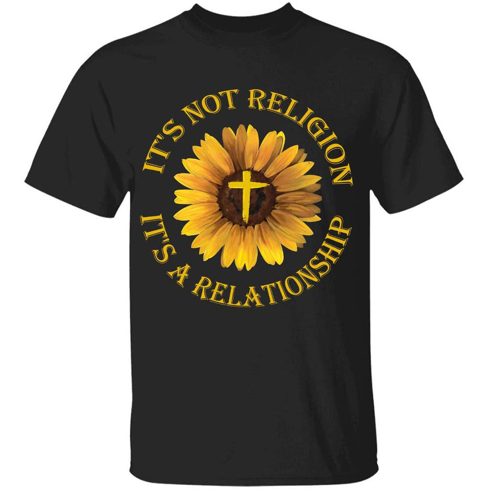 Sunflower painting, Yellow cross symbol, It's not religion, it's a relationship - Jesus Apparel