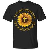 Sunflower painting, Yellow cross symbol, It's not religion, it's a relationship - Jesus Apparel