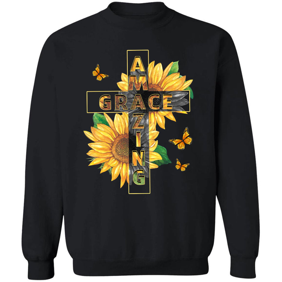 Sunflower, The cross, Amazing Grace - Jesus Apparel