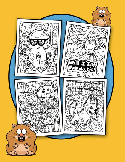 Swearing Animals 30 Pages Printable Coloring Book