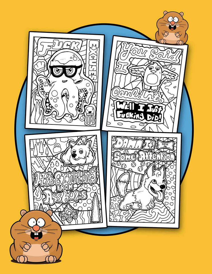 Swearing Animals 30 Pages Printable Coloring Book