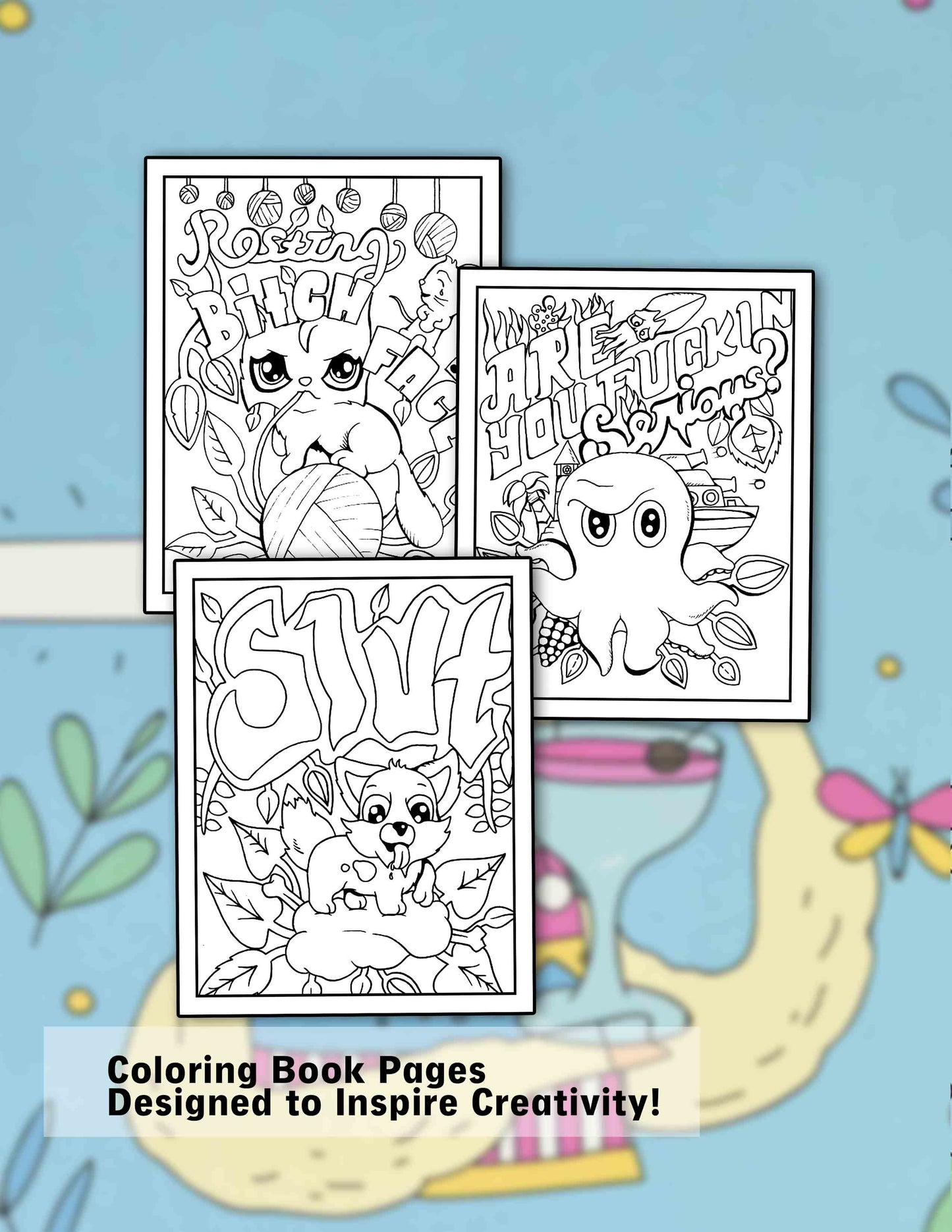 Swearing Animals 30 Pages Printable Coloring Book