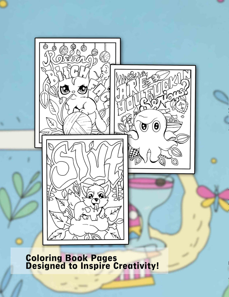 Swearing Animals 30 Pages Printable Coloring Book