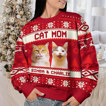 Custom Photo Busy Being A Cat Mama - Cat Personalized Custom Ugly Sweatshirt - Christmas Gift For Pet Owners, Pet Lovers