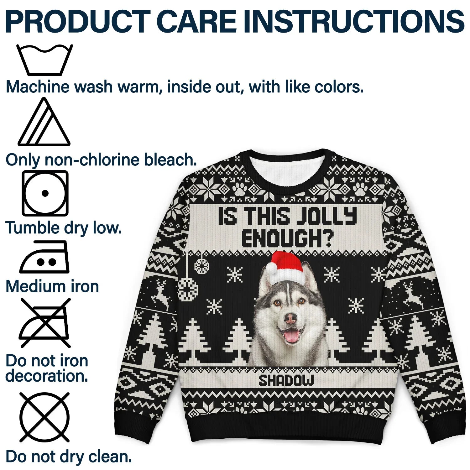 Custom Photo Is This Jolly Enough - Christmas Gift For Dog Cat Pet Lovers Personalized Unisex Ugly