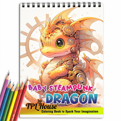 TPLHOUSE Baby Steampunk Dragon Coloring Book for Adult