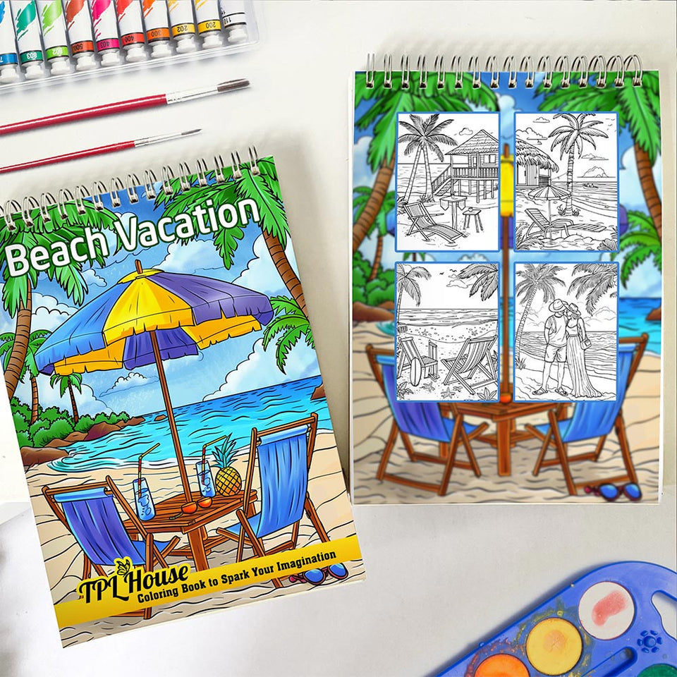 TPLHOUSE Beach Vacation Spiral Coloring for Adults