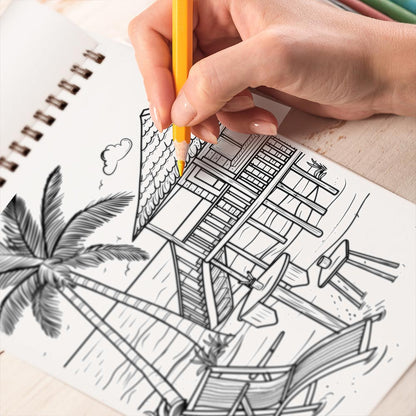 TPLHOUSE Beach Vacation Coloring Book Spiral Bound for Adults