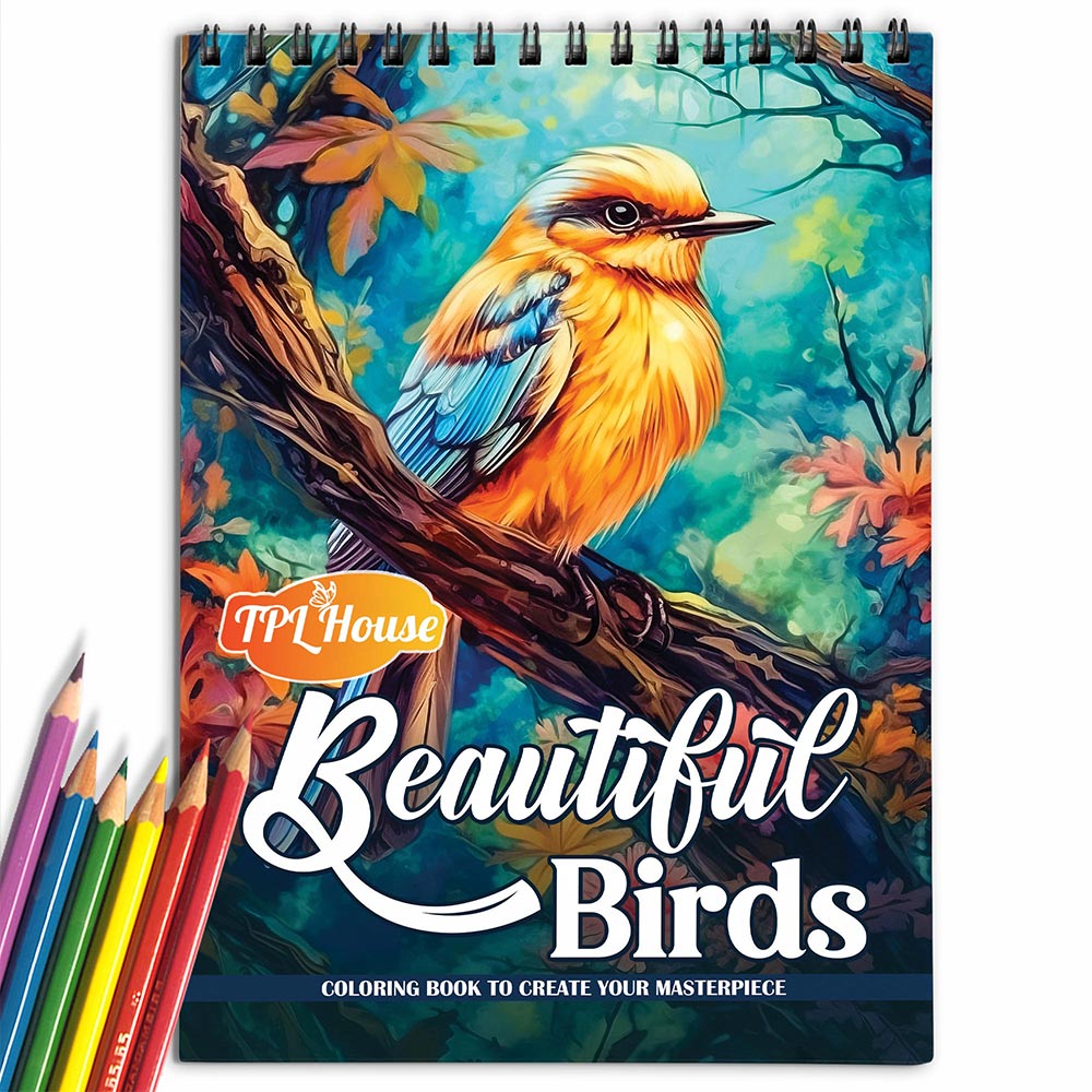 TPLHOUSE Beautiful Birds Coloring Book for Adult