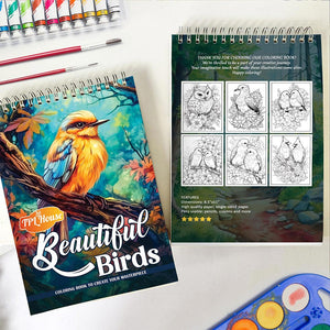 TPLHOUSE Beautiful Birds Spiral Coloring Book for Adult