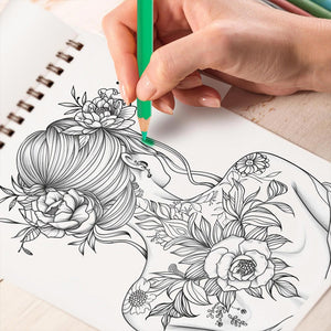 TPLHOUSE Botanical Tattoo Coloring Book Spiral Bound for Adults