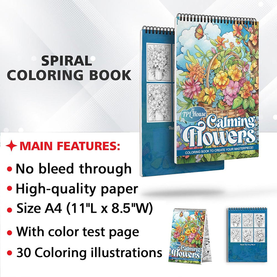 TPLHOUSE Calming Flowers Coloring Sheets for Adult