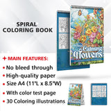 TPLHOUSE Calming Flowers Coloring Sheets for Adult