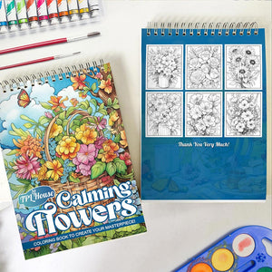 TPLHOUSE Calming Flowers Spiral Coloring Book for Adult