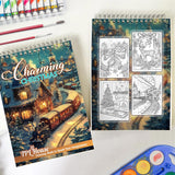 TPLHOUSE Charming Christmas Cheerful Spiral Coloring Book for Adult