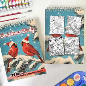 TPLHOUSE Christmas Birdy Spiral Coloring Book for Adult