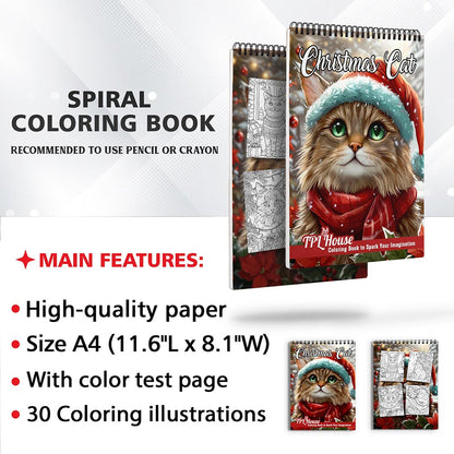 TPLHOUSE Christmas Cat Coloring Sheets for Adult