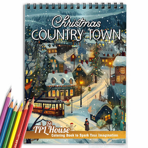 TPLHOUSE Christmas Country Town Coloring Book for Adult