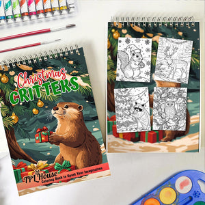 TPLHOUSE Christmas Critters Spiral Coloring Book for Adult