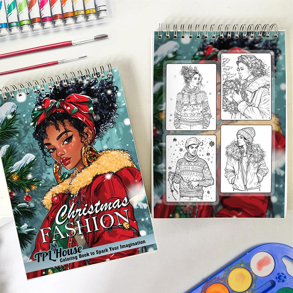 TPLHOUSE Christmas Fashion Spiral Coloring Book for Adult