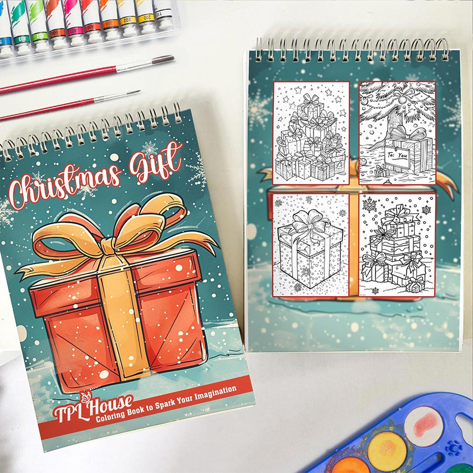 TPLHOUSE Christmas Gift Spiral Coloring Book for Adults