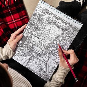 TPLHOUSE Christmas Interiors Spiral Bound Coloring Book for Adults