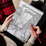 TPLHOUSE Christmas Interiors Spiral Bound Coloring Book for Adults
